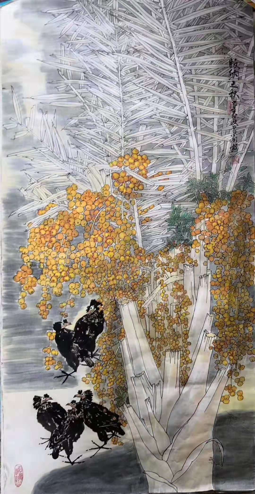 冯志光精品花鸟国画《版纳之秋》